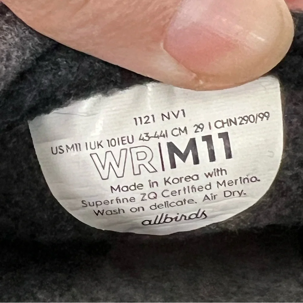 allbirds Men's Wool Runners Merino Wool Sneakers Size 11 Dark Gray